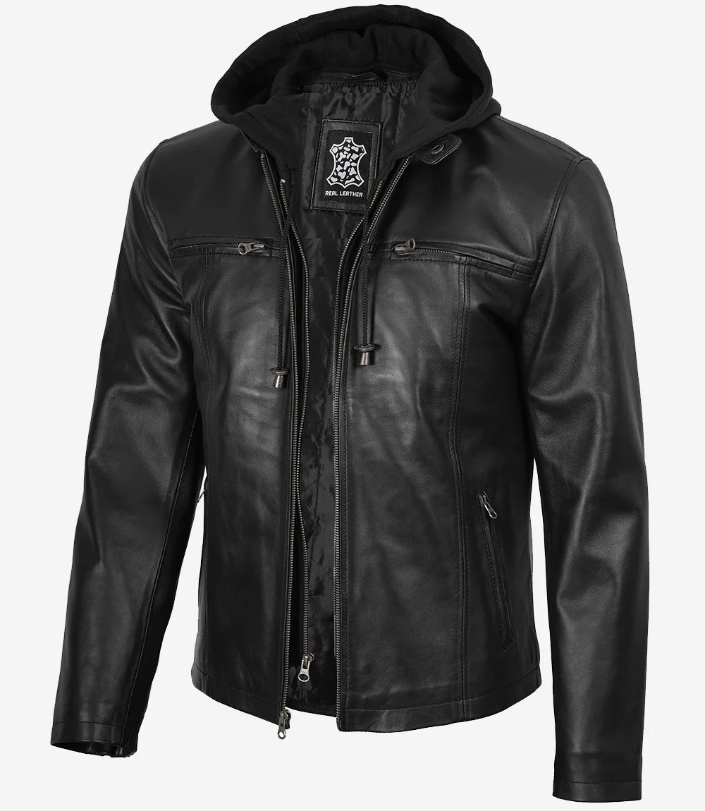 thumbnail image 2 of Cafe Racer Jacket Decrum Men's Cowhide Leather Jacket - Casual Cafe Racer Style Brown Leather Jacket Ww1 Commemorative Coin 2 of 13
