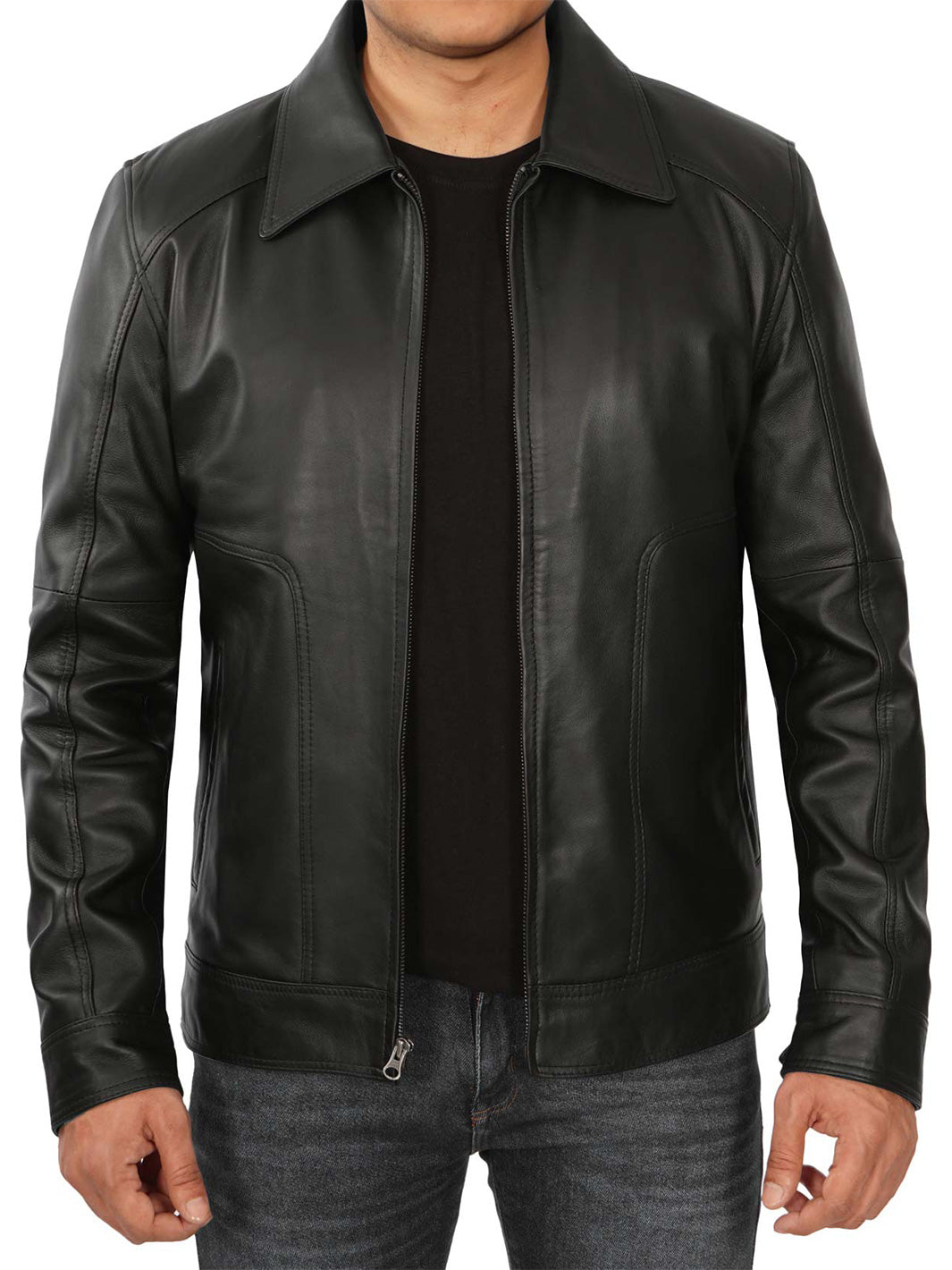 Black Vintage Biker Leather Jacket for Men