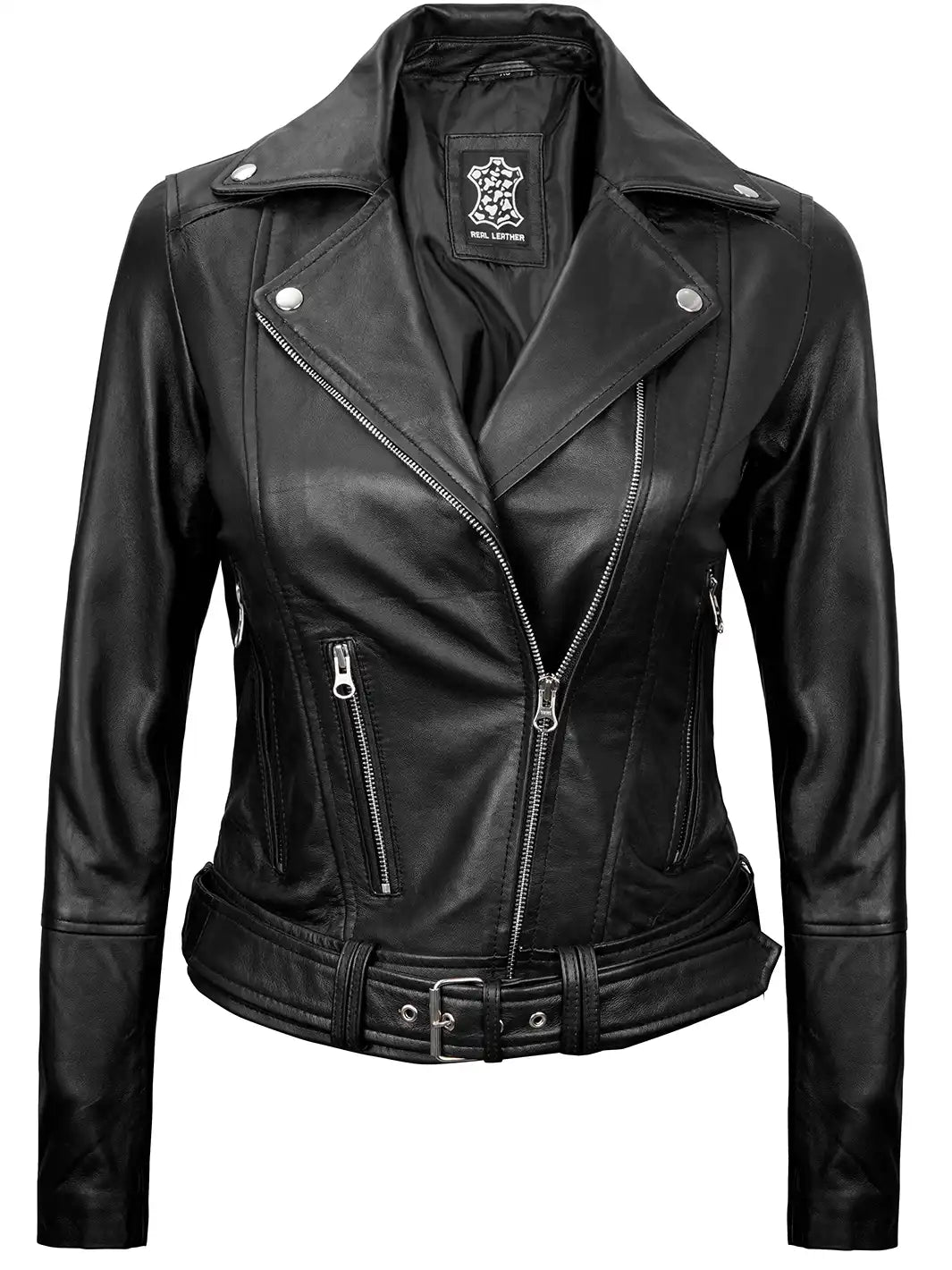 Black leather jacket for womens