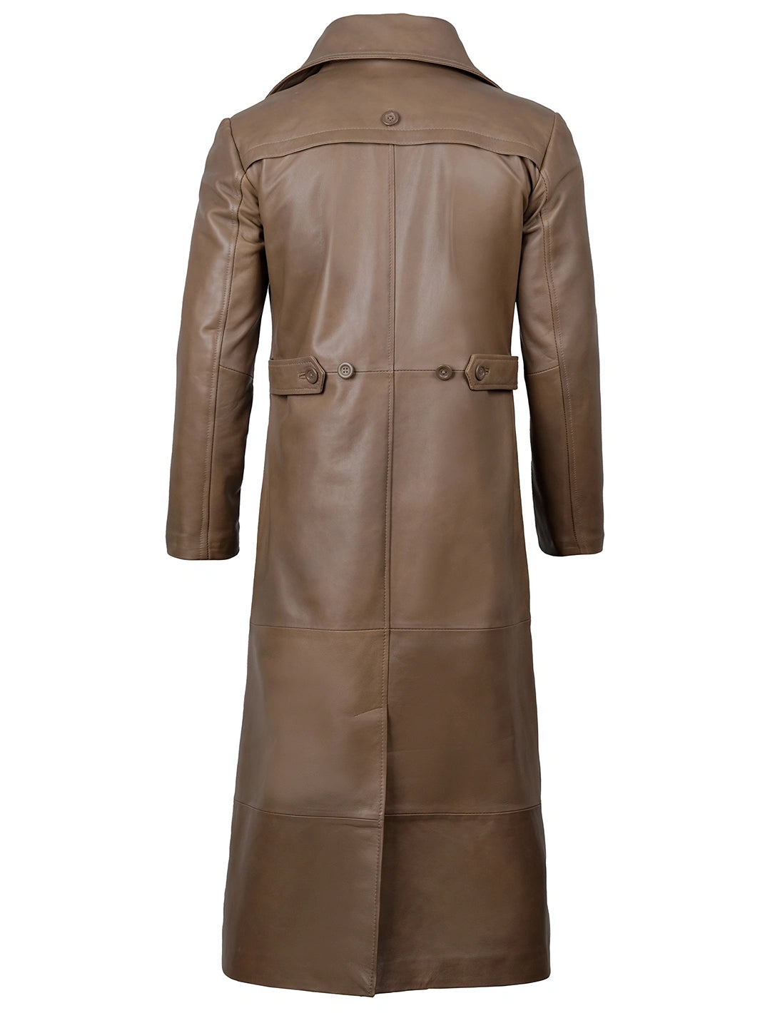 Brown Leather Long Mens Duster Coat
