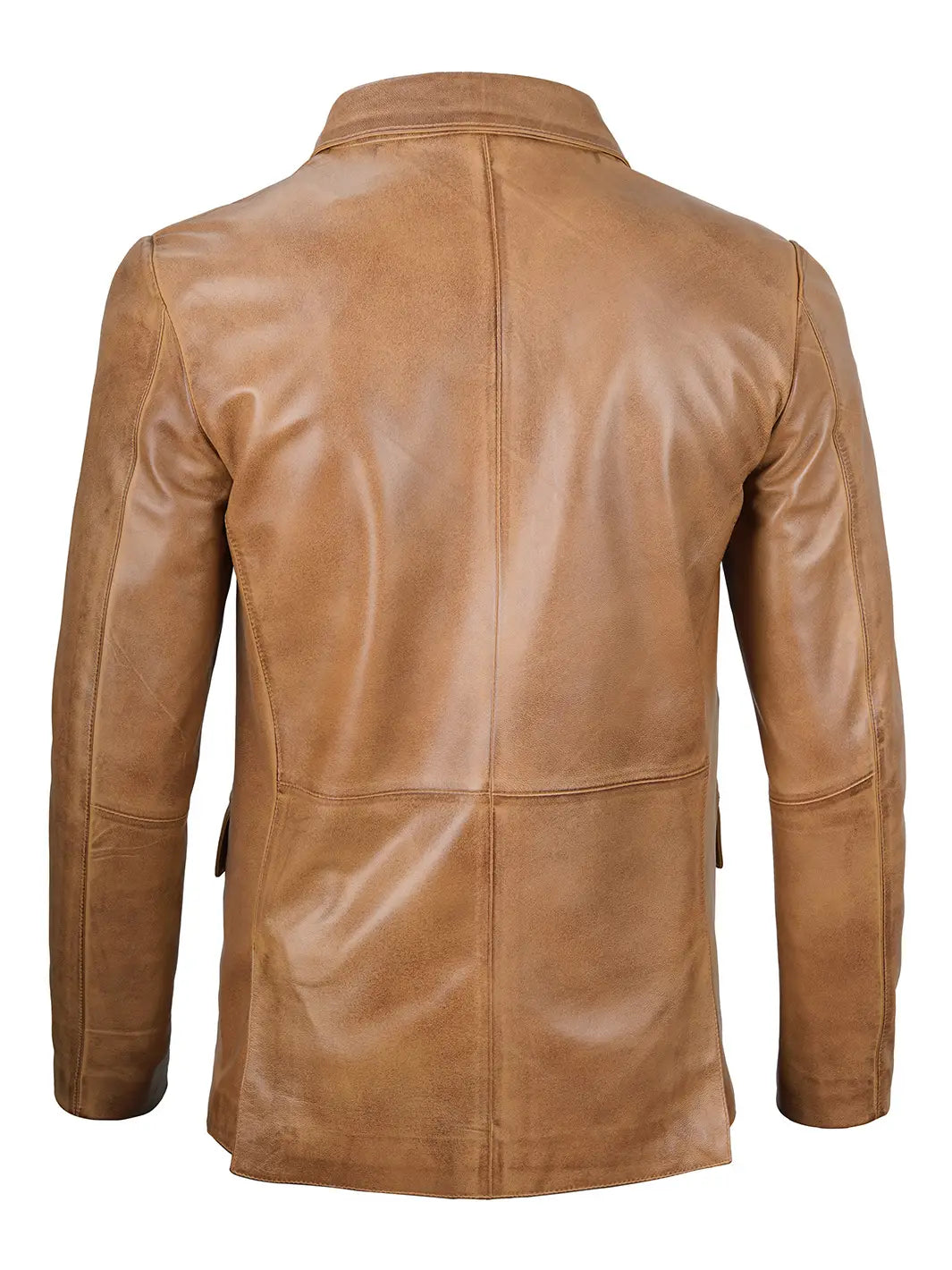 Camel brown leather blazer