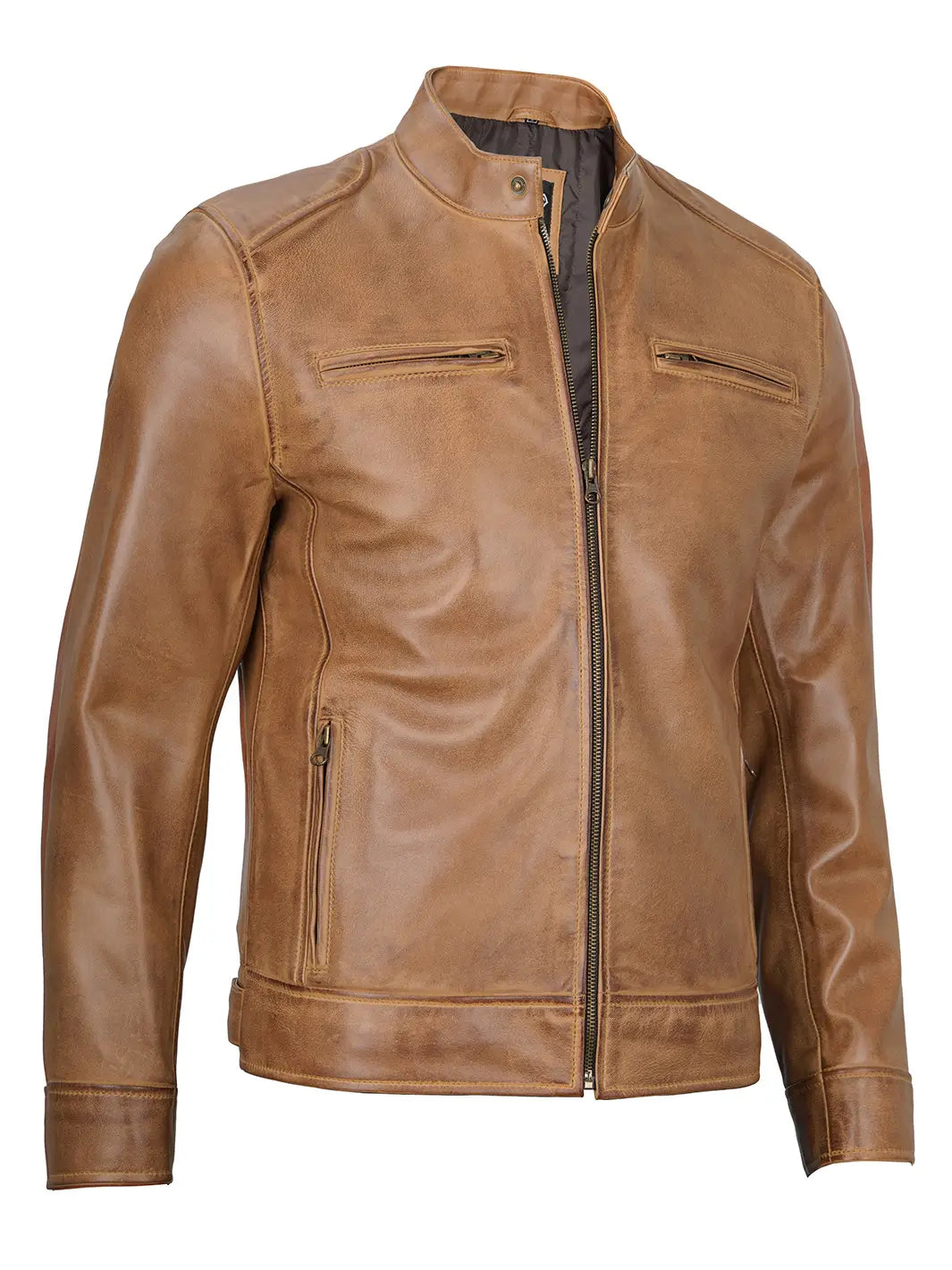 Camel brown leather jacket