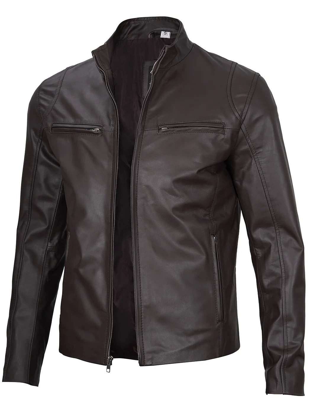 Dark brown leather jacket mens