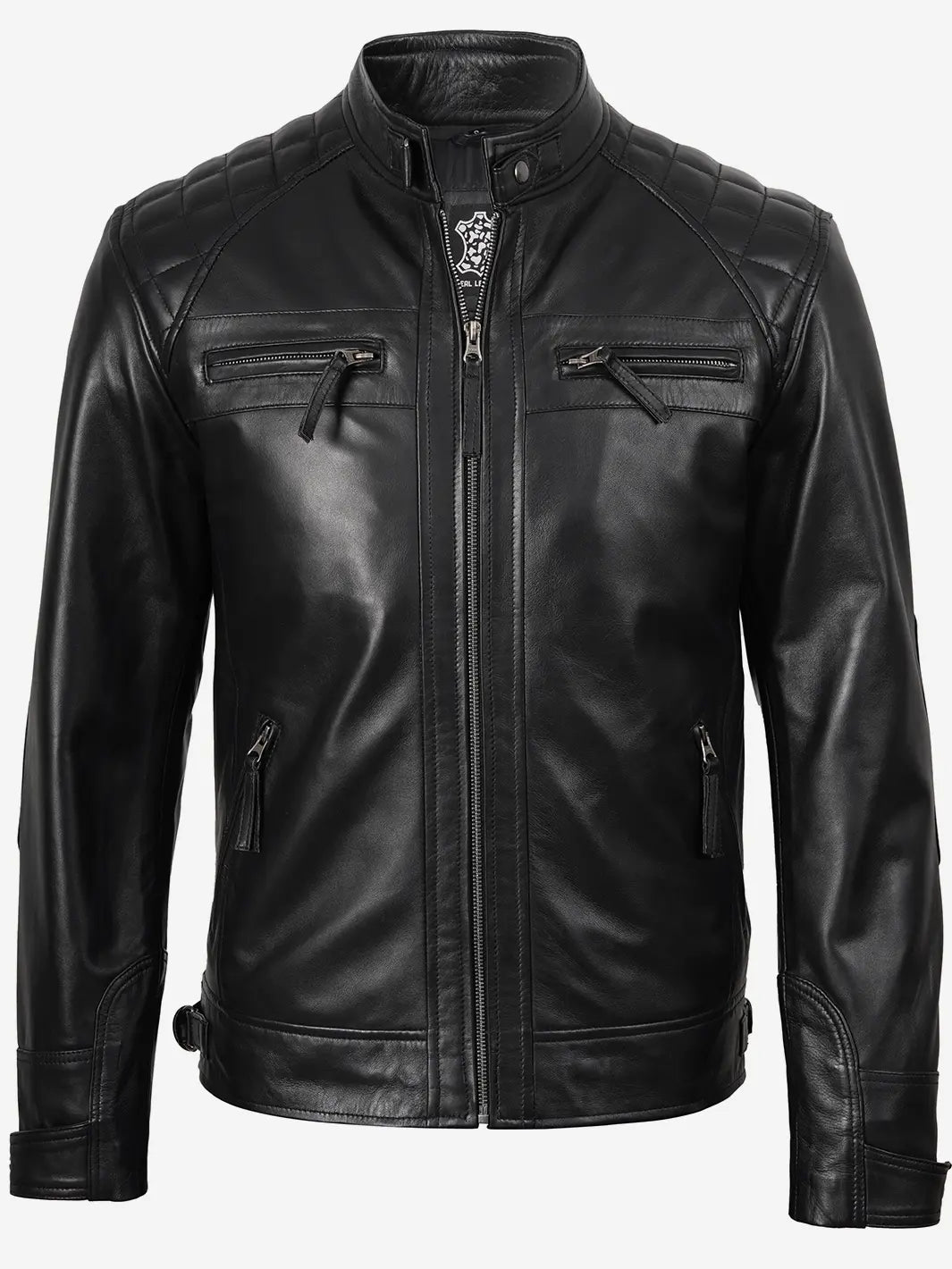 Johnson Mens Quilted Black Leather Jacket
