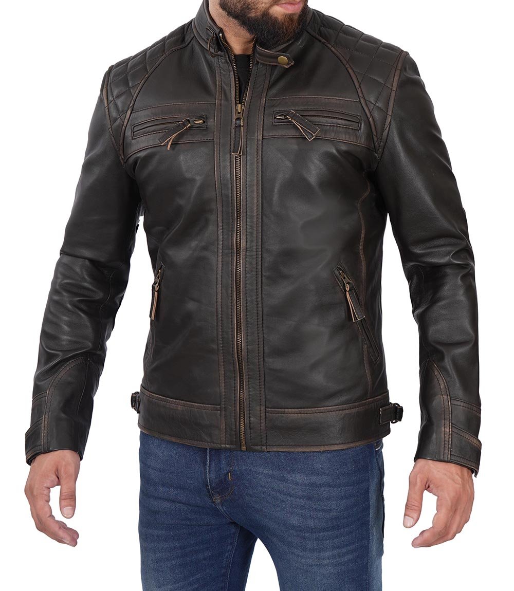 Men's Dark Brown Motorcycle Leather Jacket