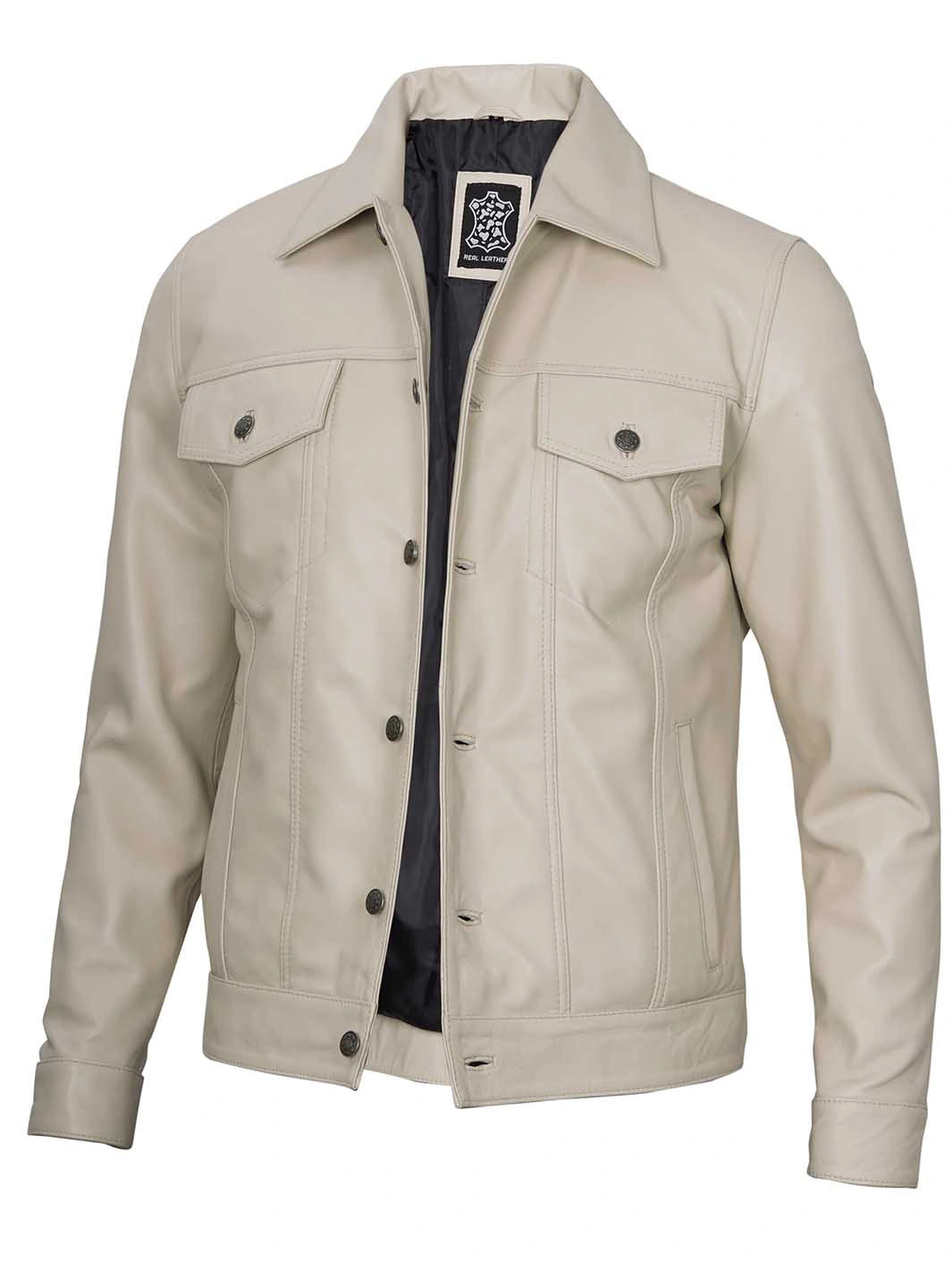 Mens Beige leather jacket