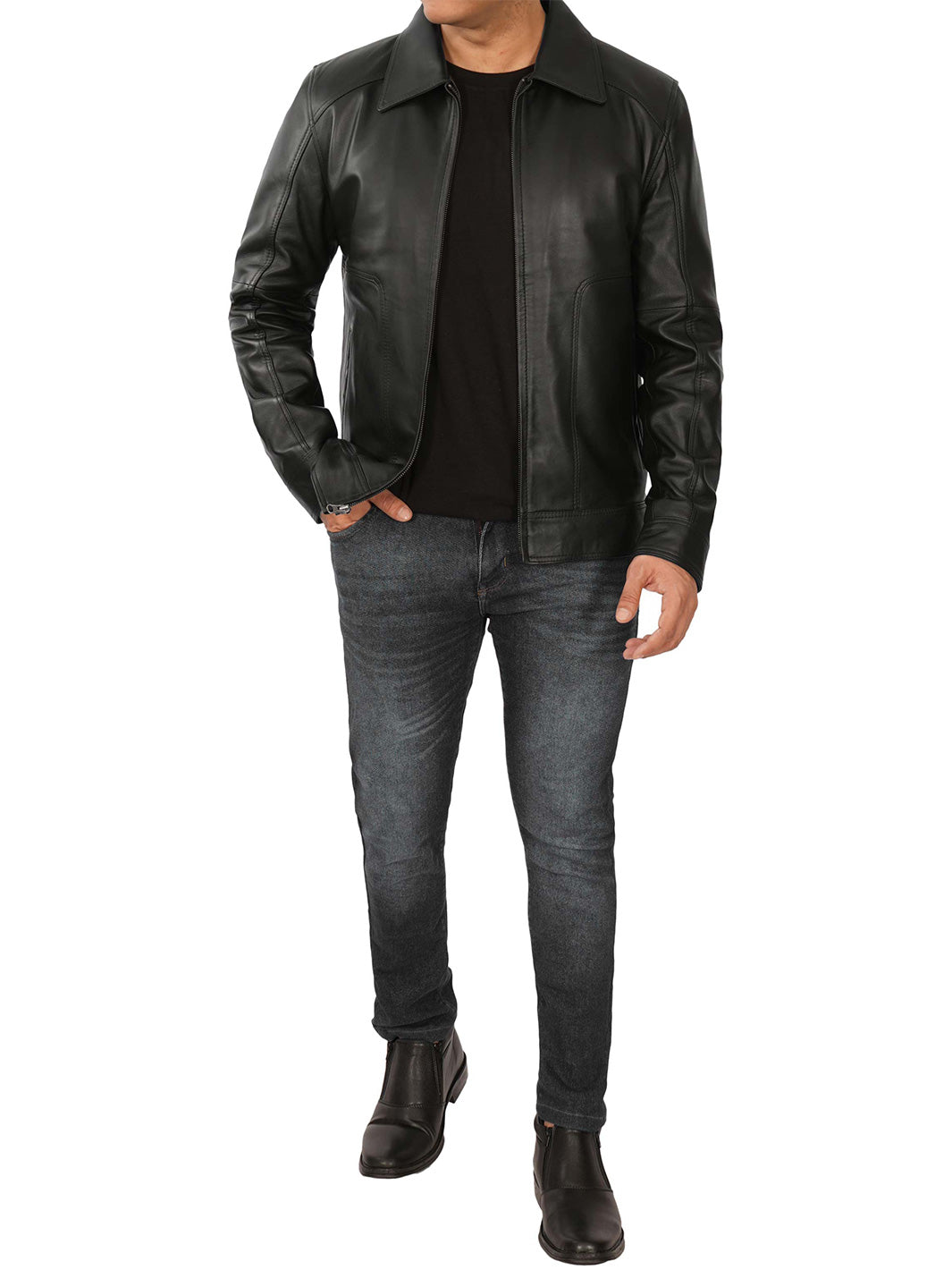 Mens black motorcycle jacket