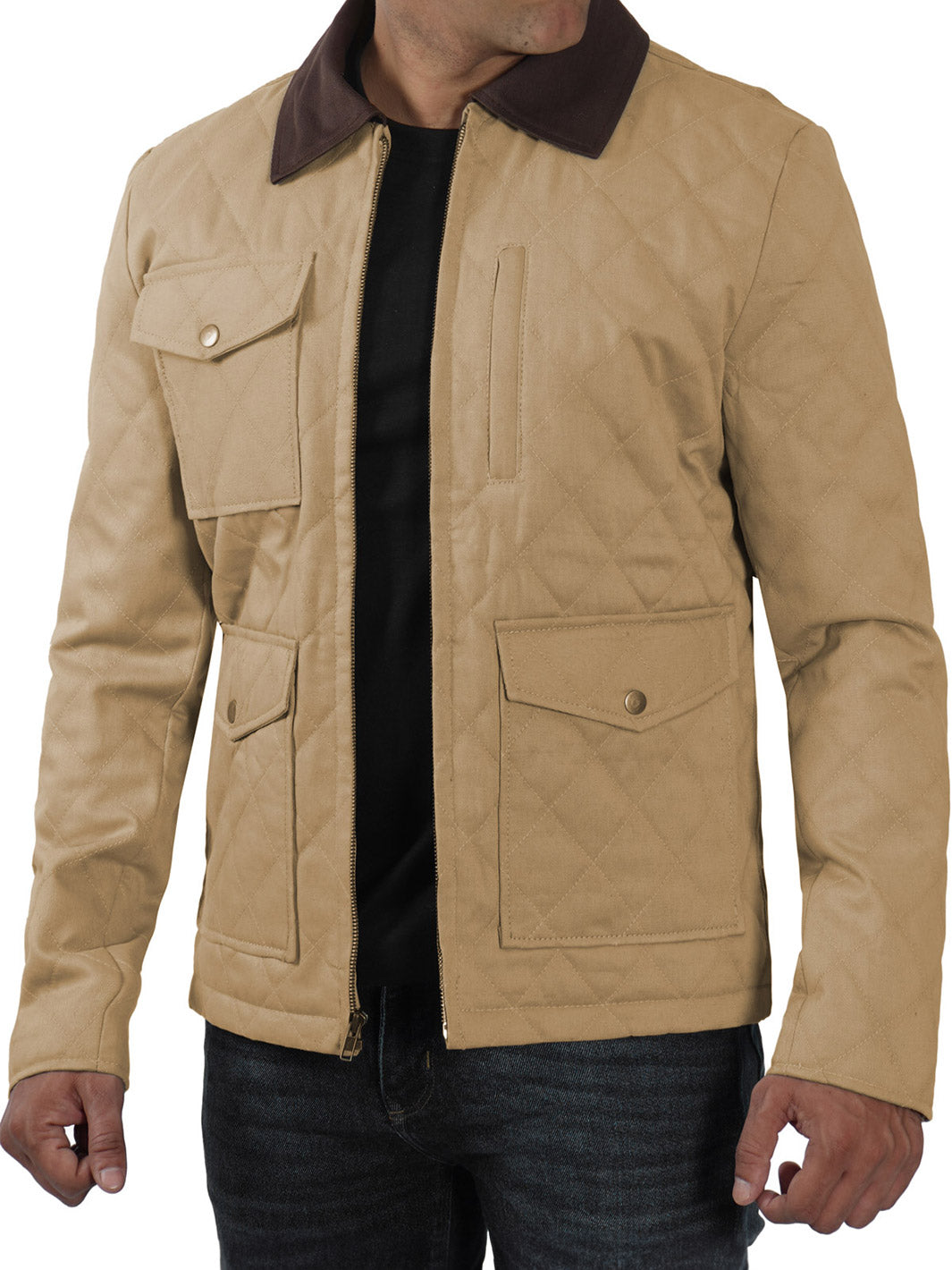 Blair Quilted Mens Lightweight Beige Cotton Jacket Decrum