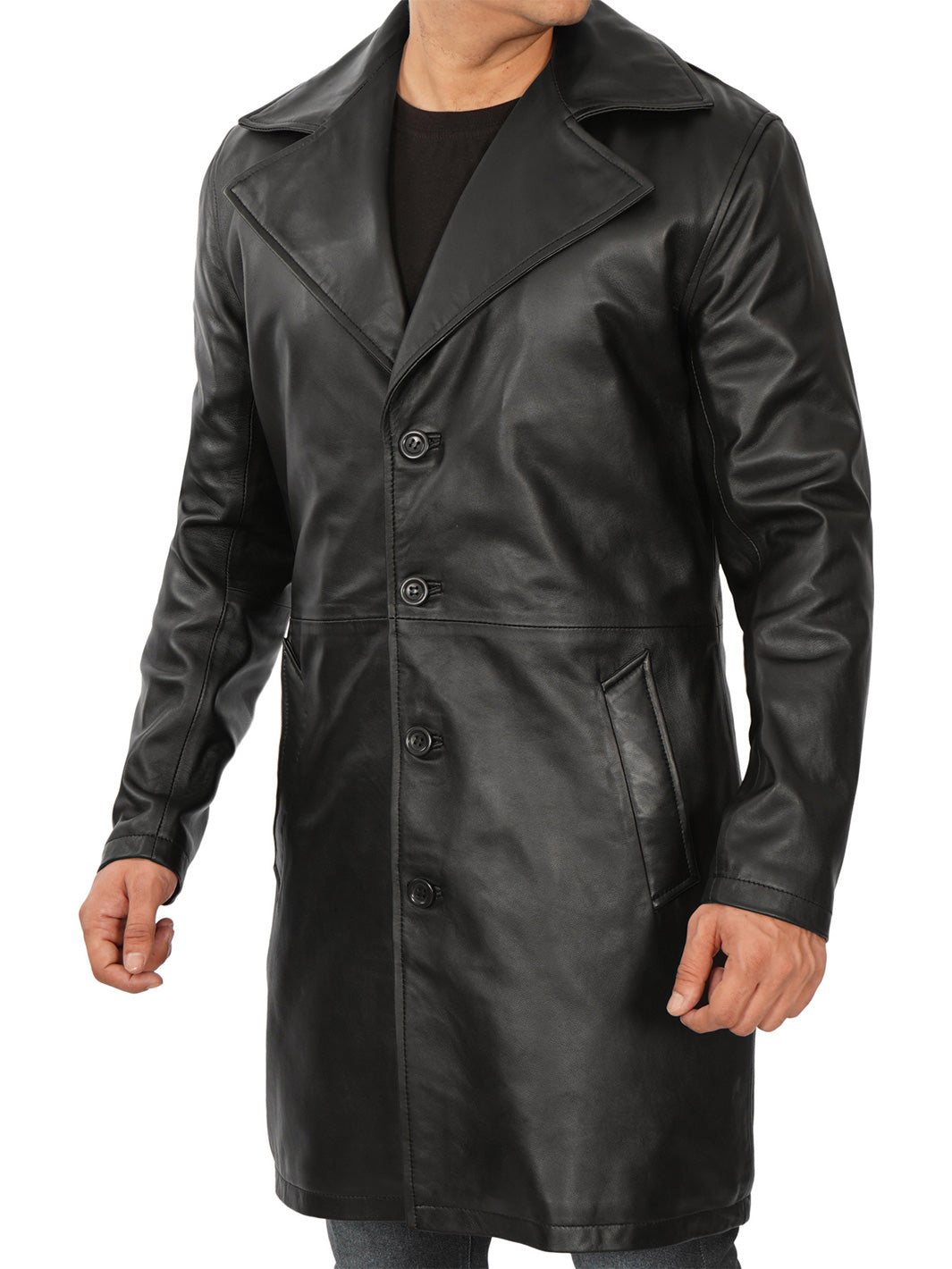 Jackson Men's Black 3/4 Length Leather Car Coat - Decrum