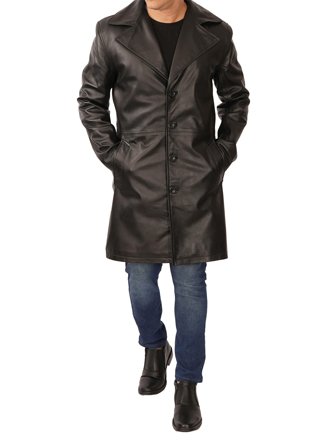 Jackson Men's Black 3/4 Length Leather Car Coat - Decrum