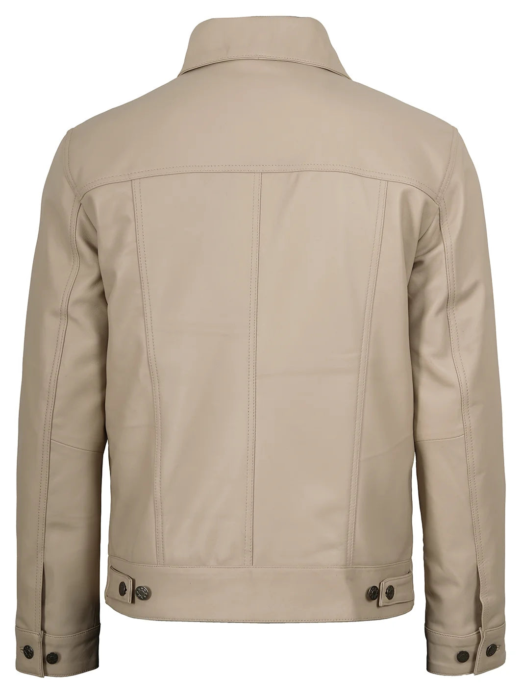 Mens Beige Real Trucker Leather Jacket