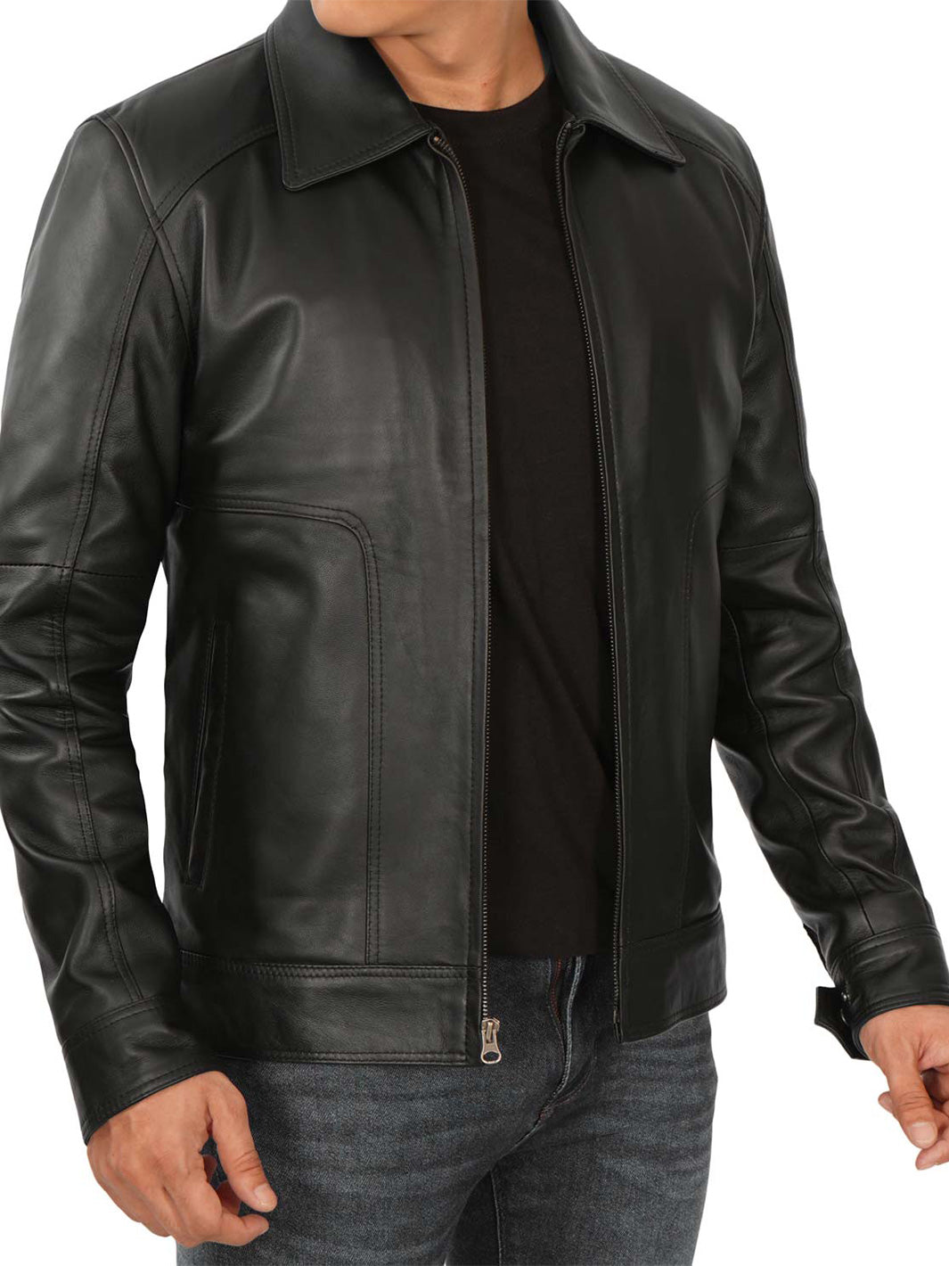 Mens Black Biker Leather Jacket