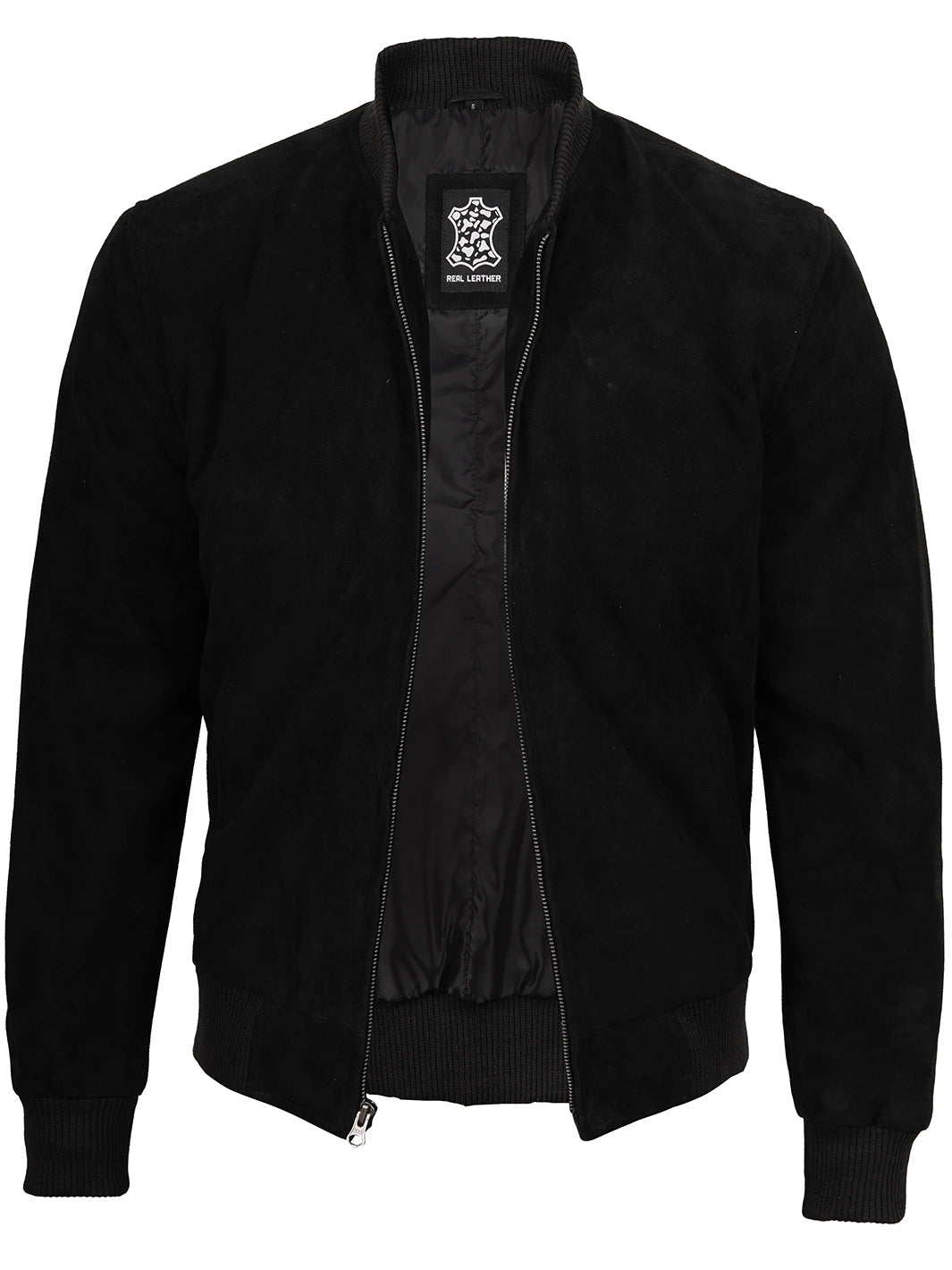 Mens Black Bomber Suede Jacket 
