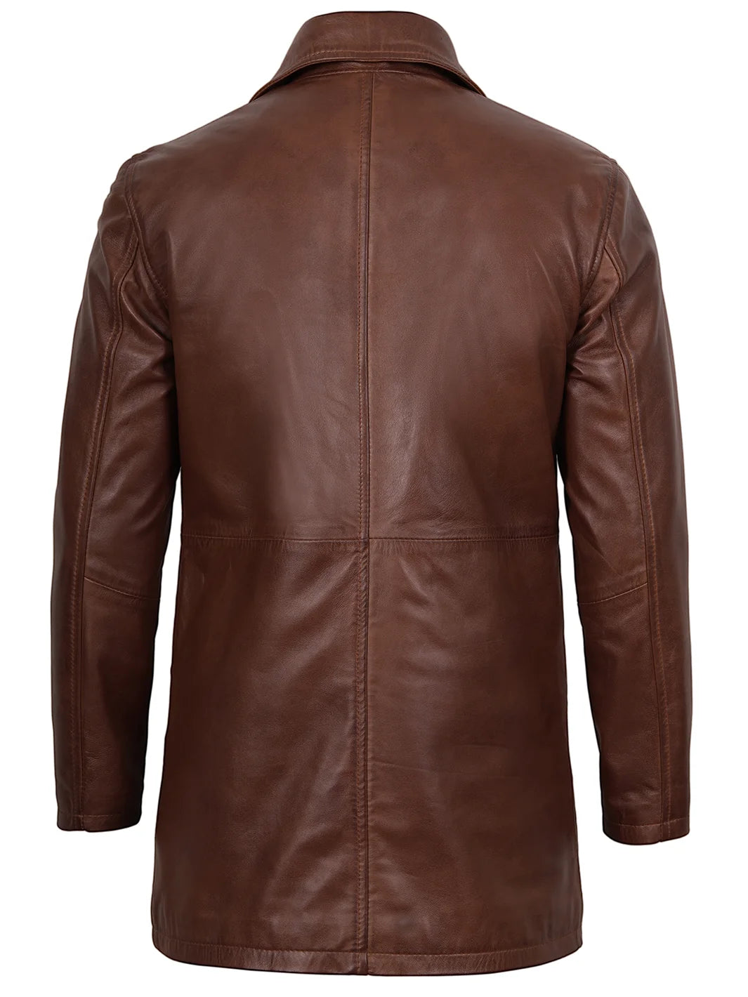 Mens Brown 3 4 Length Leather Car Coat