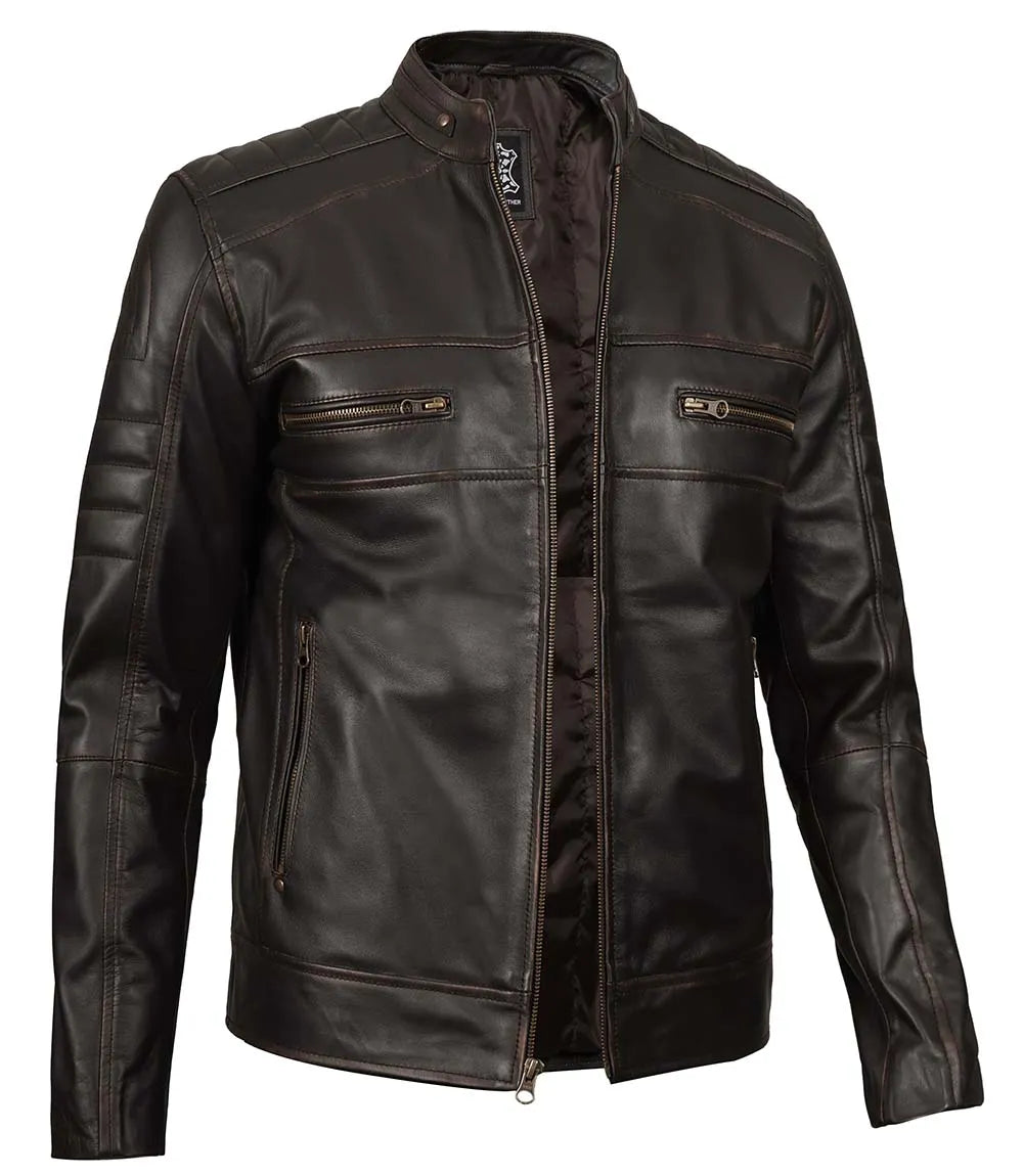 Mens Brown Biker Leather Jacket