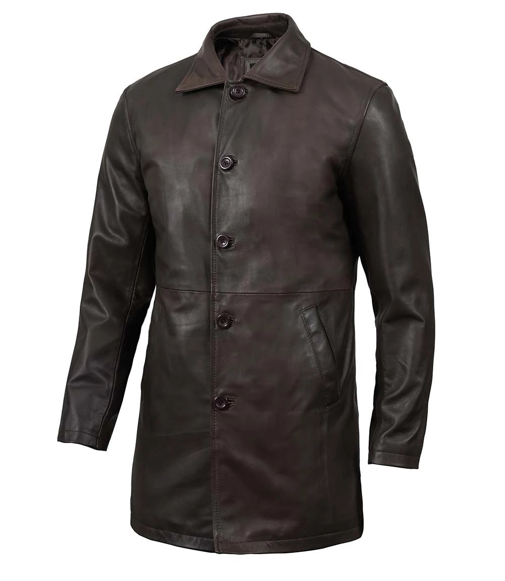 Mens Brown Ruboff Real Leather Jacket