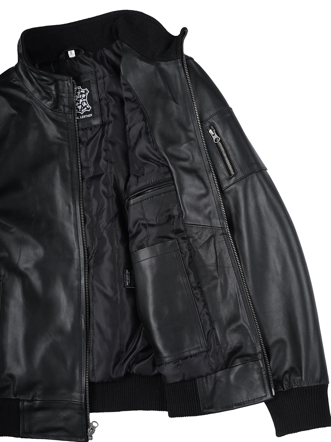 Mens Cowhide Bomber Leather Jacket Features