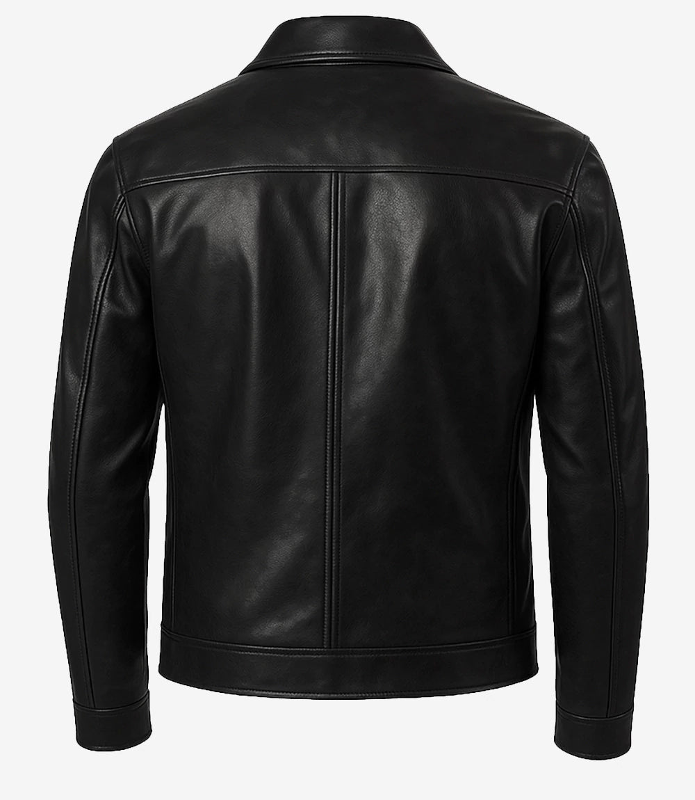 Mens Harrington Black Lambskin Leather Jacket