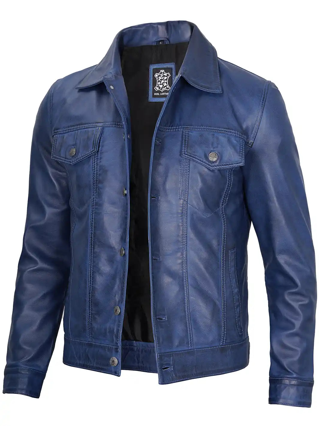 Mens trucker leather jacket