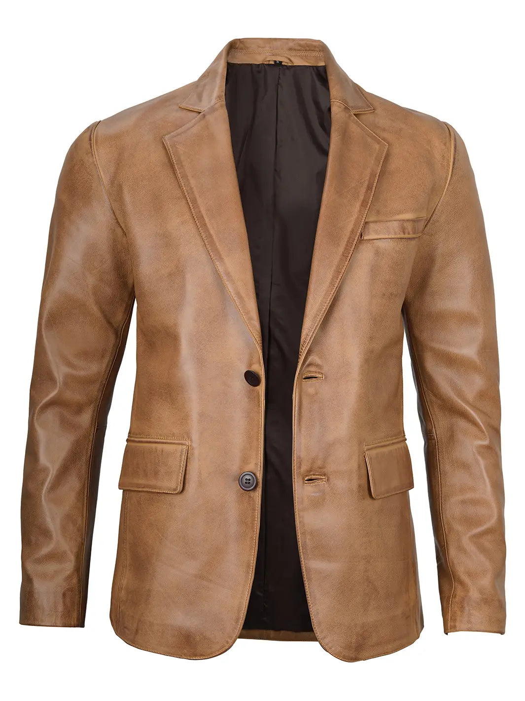 Mens camel brown leather blazer