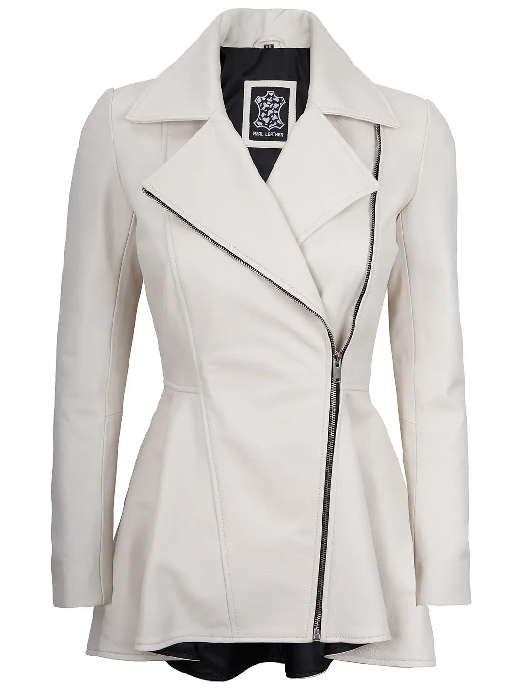 Off white peplum leather jacket