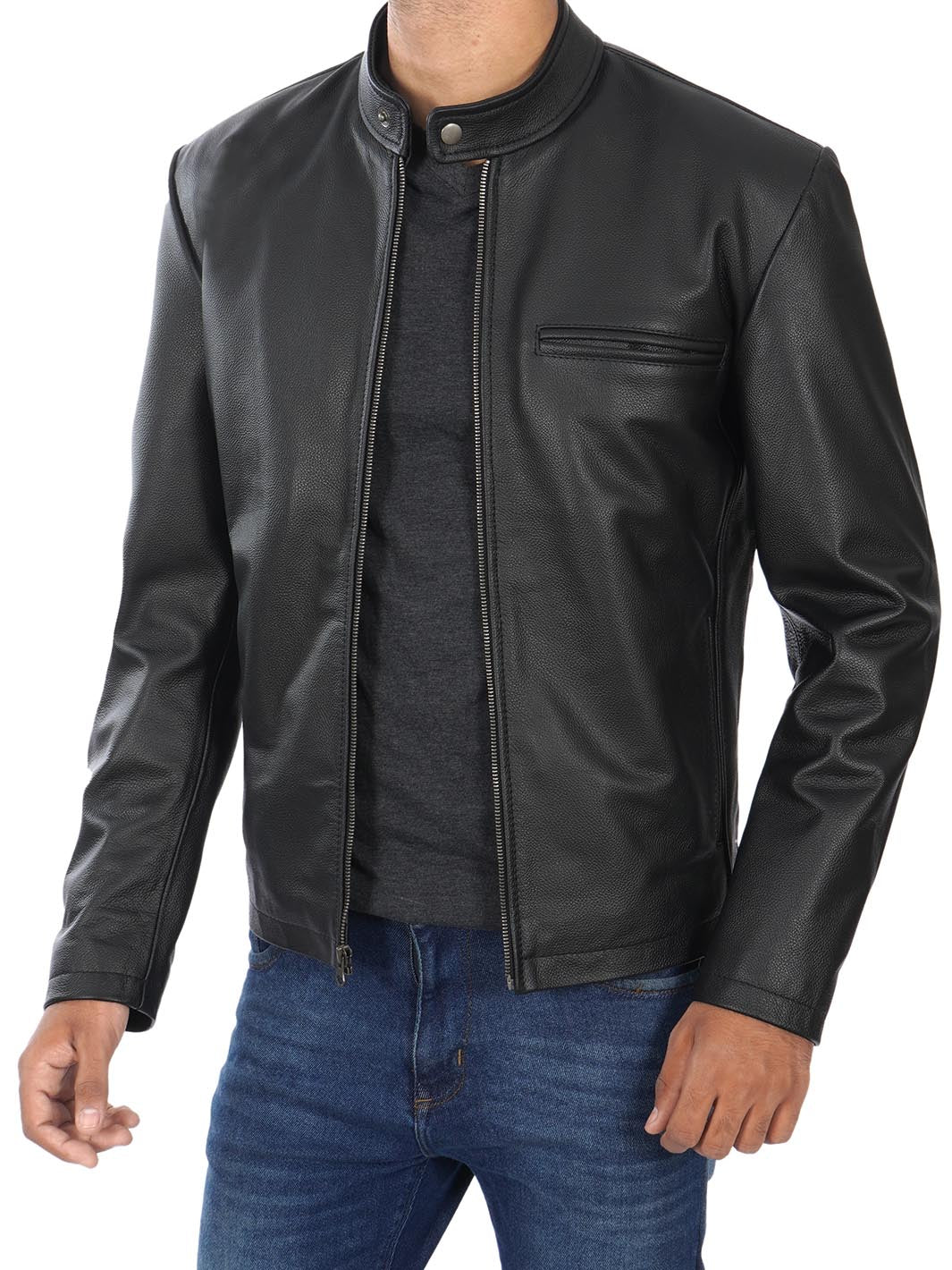 Ricardo Cow Hide Mens Black Leather Jacket