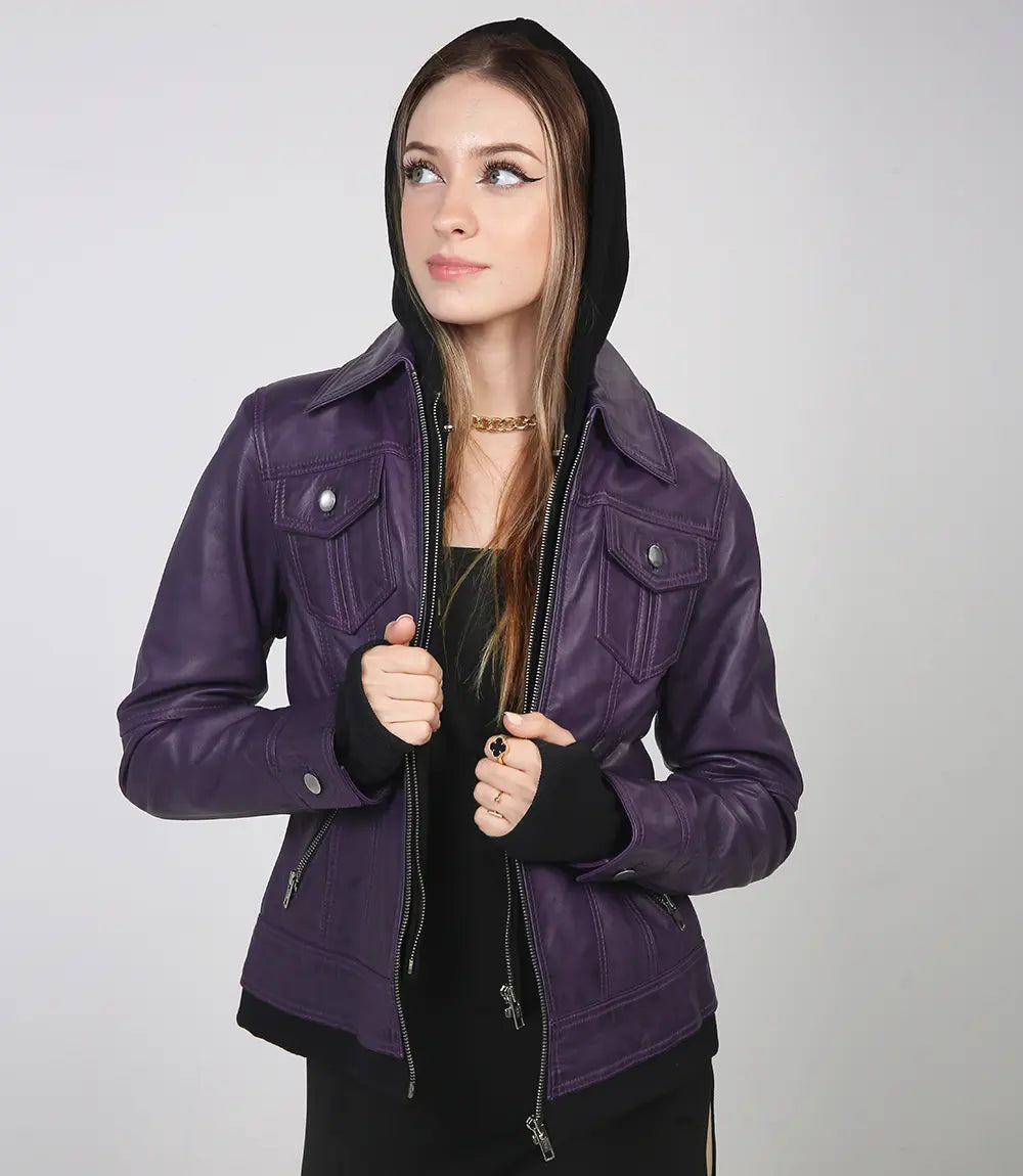 Women’s purple leather jackets