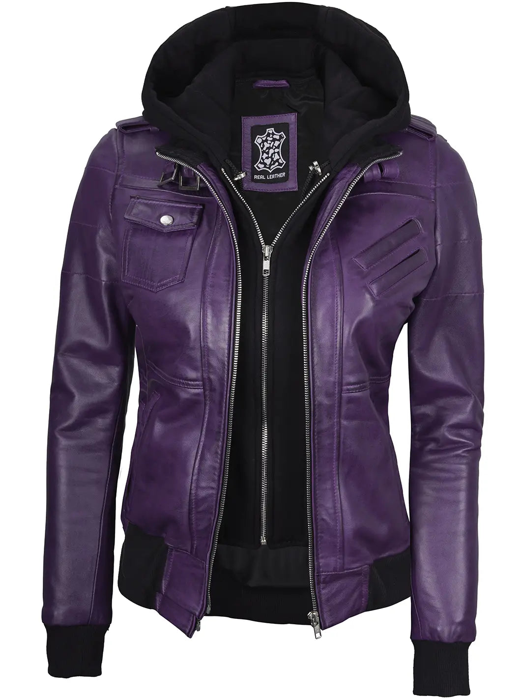 Women leather bomber jacket