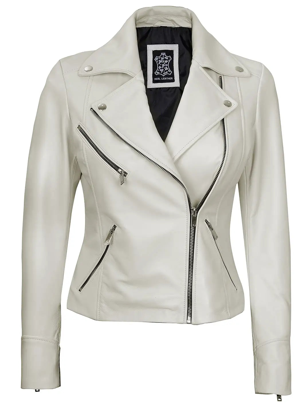 Women real leather biker jacket