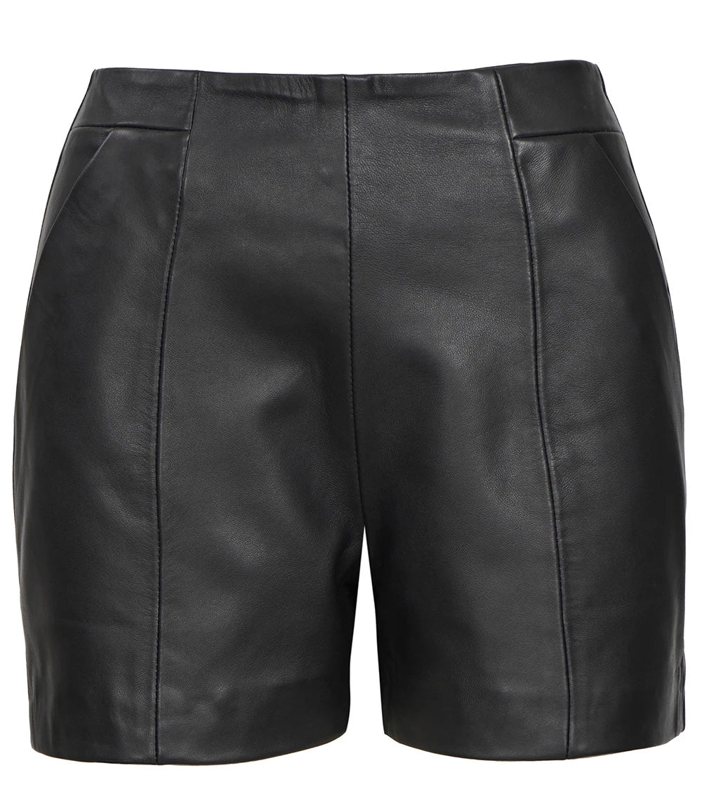 Women's Leather Black Shorts - High Waisted Style