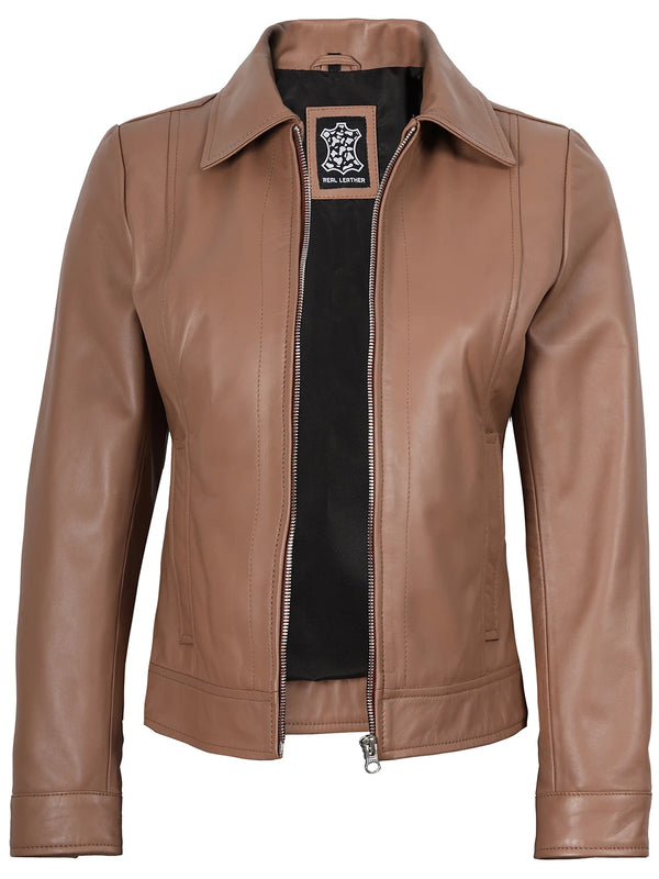 Womens Mocha Brown Real Leather Jacket