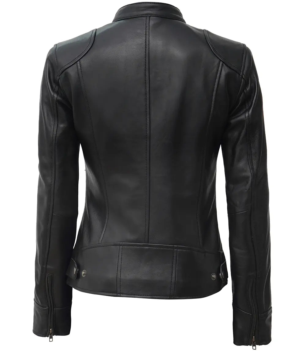 Womens cafe racer leather jacket