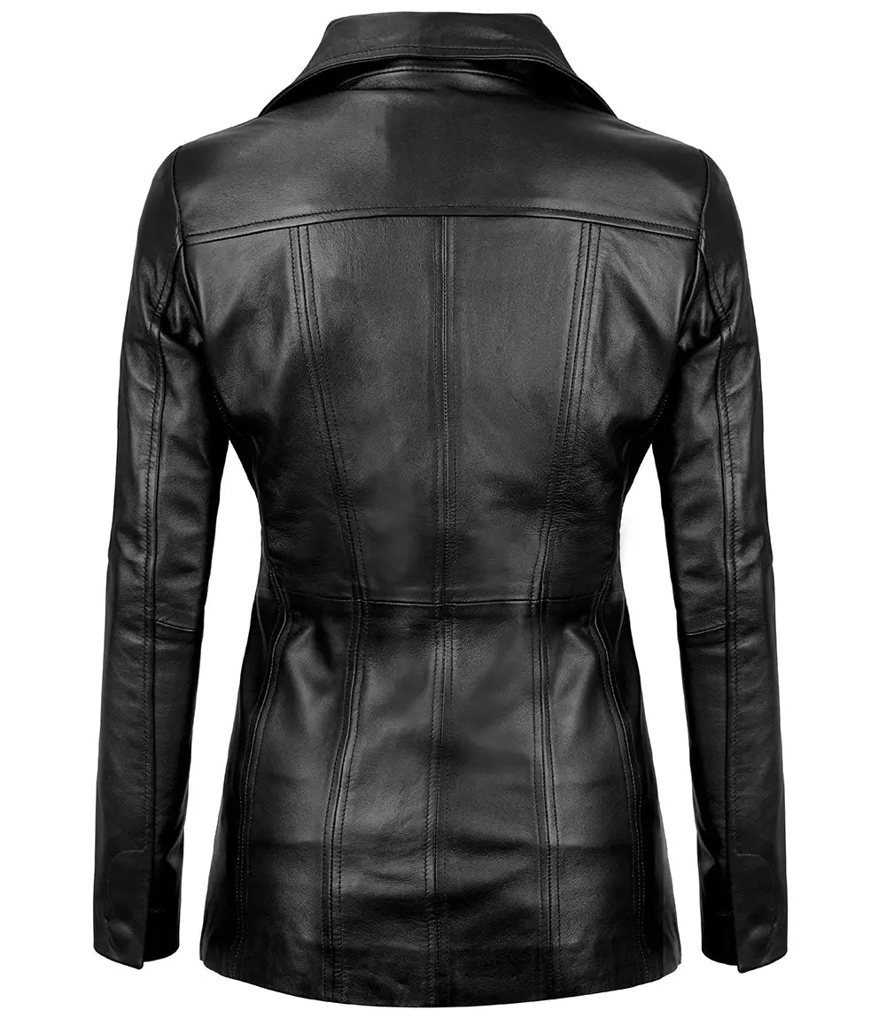 black leather blazer womens