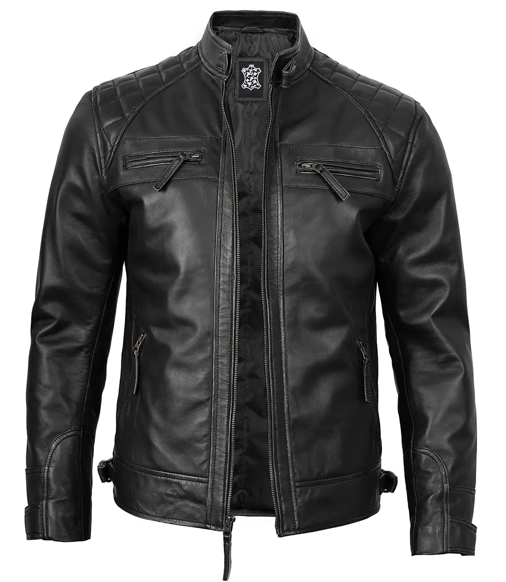 Black mens leather jacket