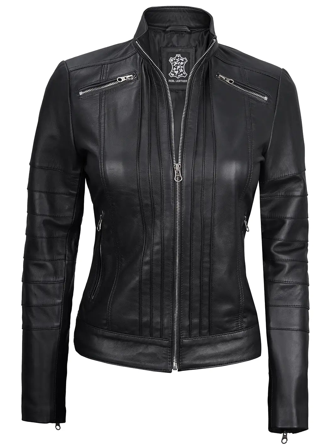 black cafe racer leather jacket