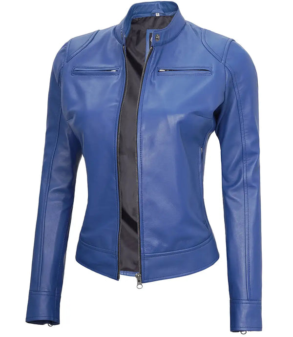 blue leather dodge jacket