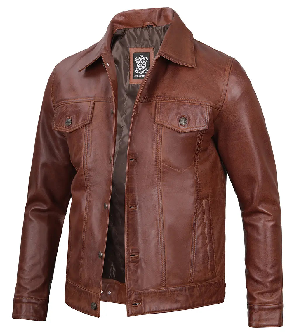 brown leather jacket for men