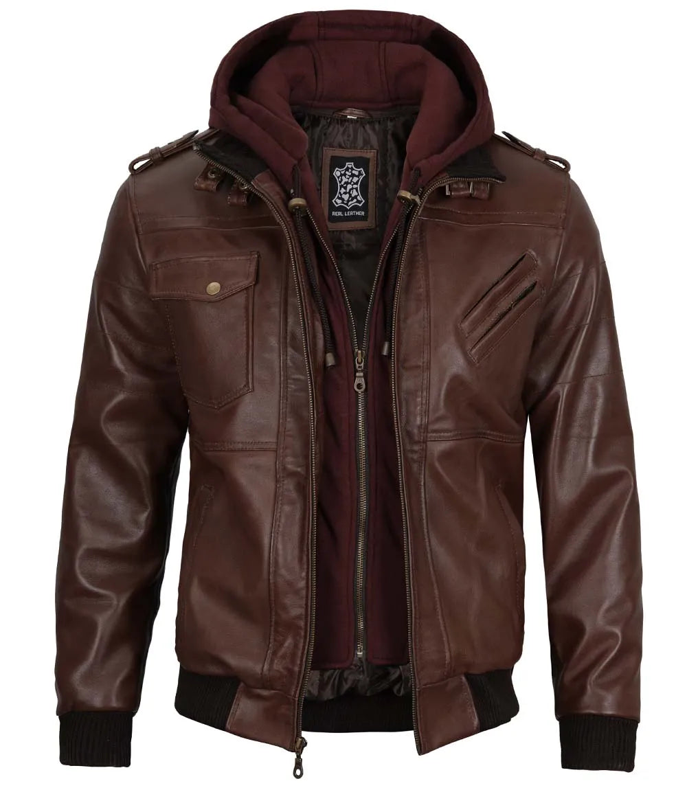 Dark Brown Leather Jacket for Men