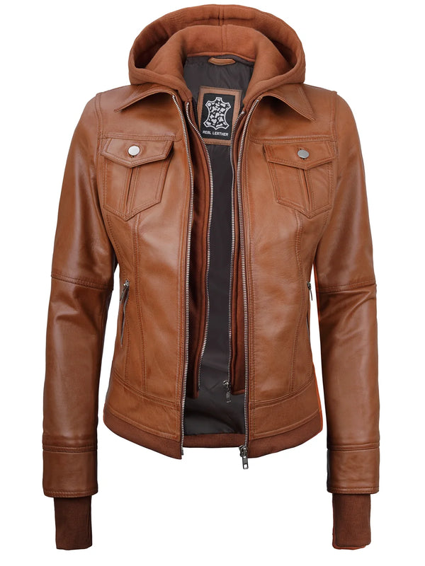 womens brown hooded jacket