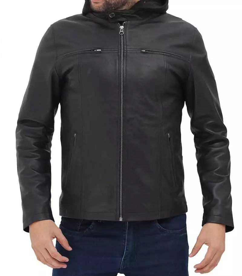 hooded moto jacket