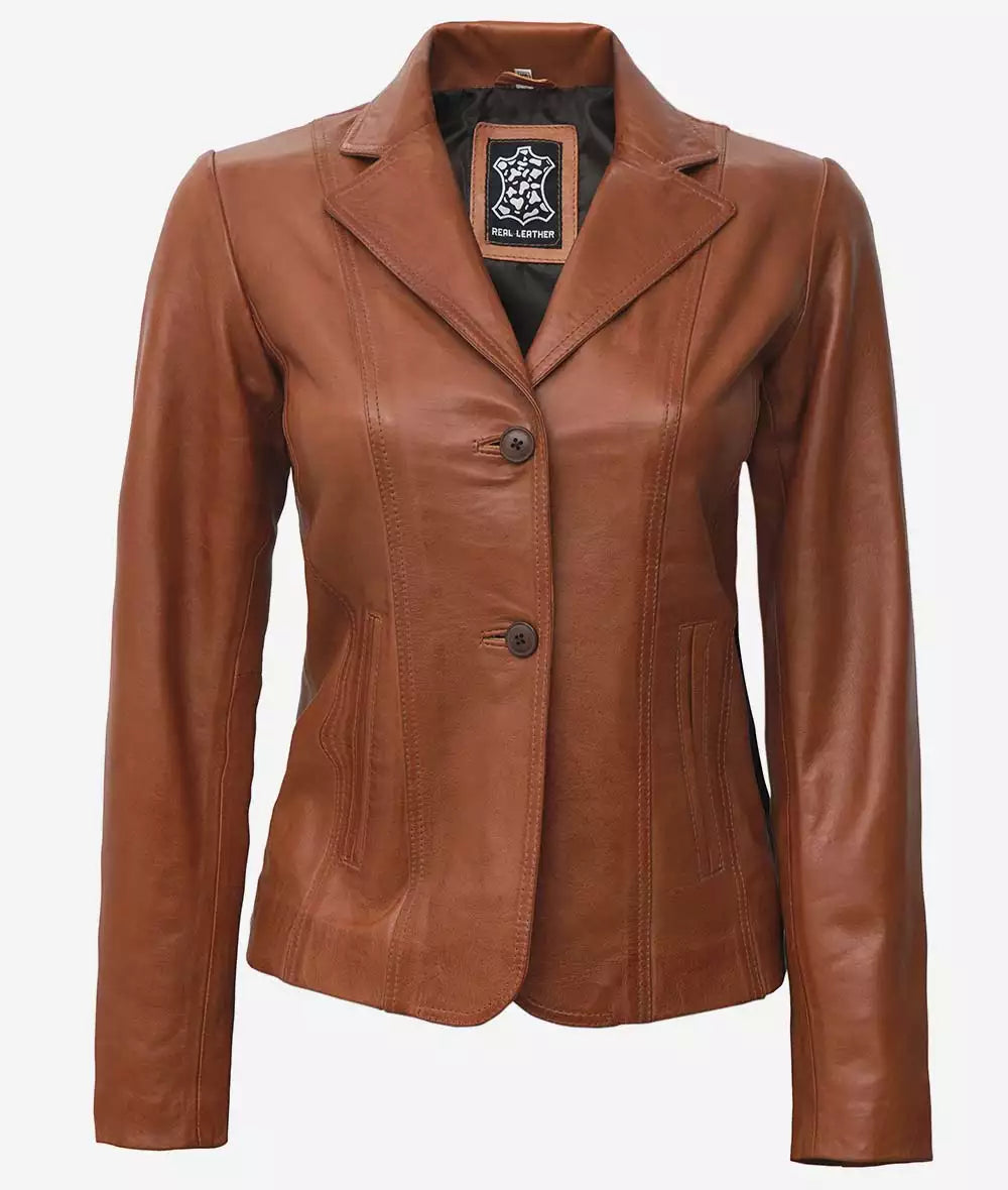 leather blazer women