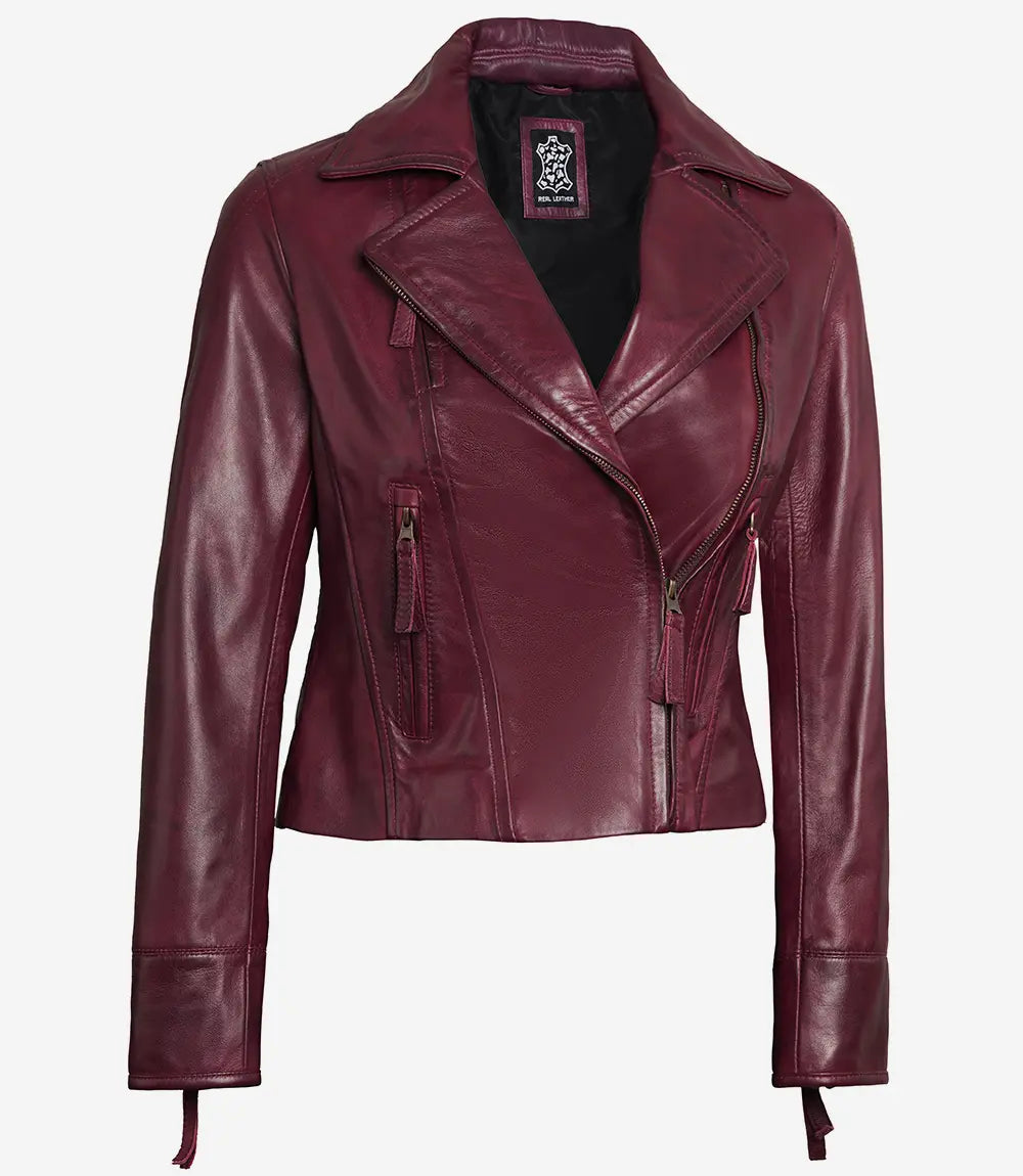 leather jacket maroon for women