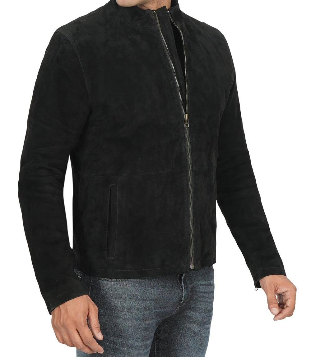 mens Black Suede Leather Jacket