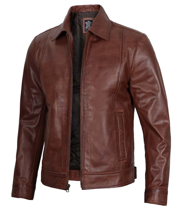 mens John Wick style brown tan leather jacket