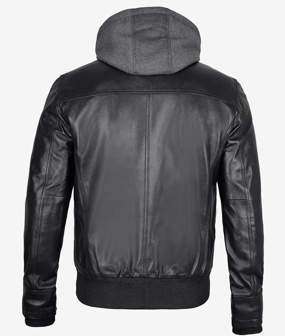 mens black bomber jacket with hoods