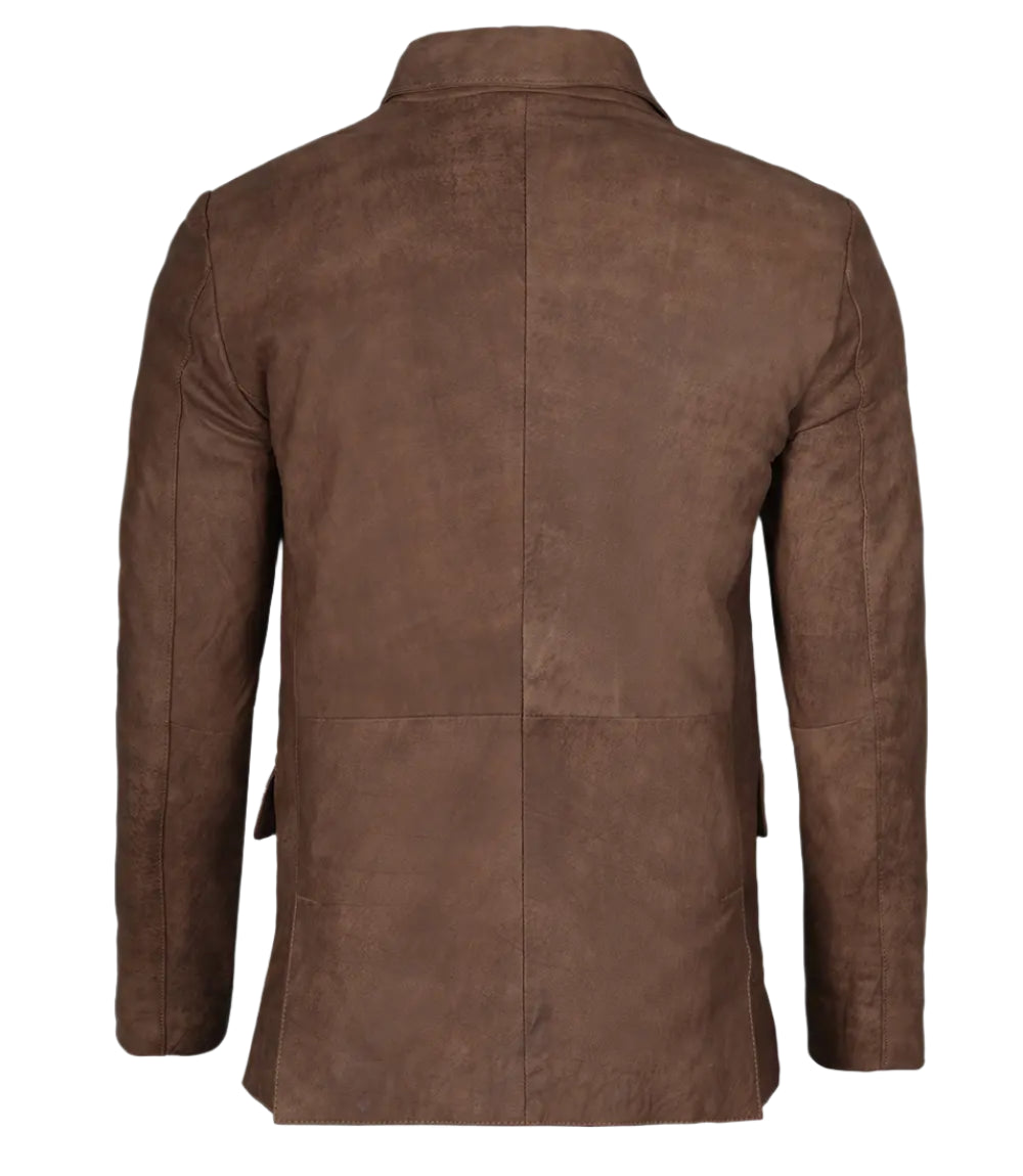 Lambskin Snuff Brown Leather Blazer