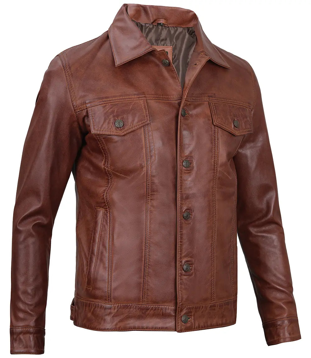 mens brown real leather jacket