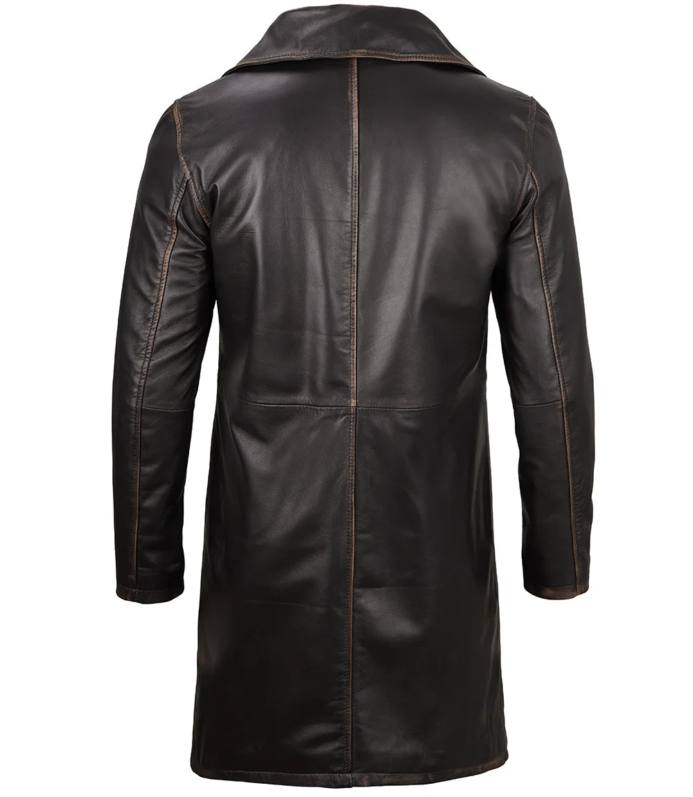 mens leather car coat