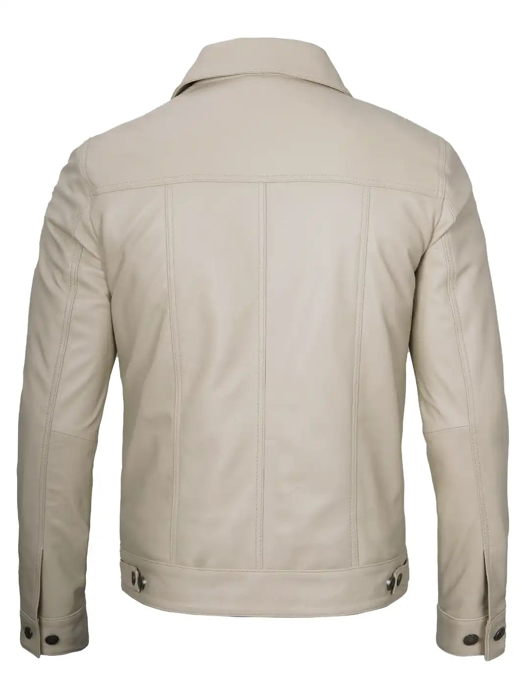 beige trucker leather jacket