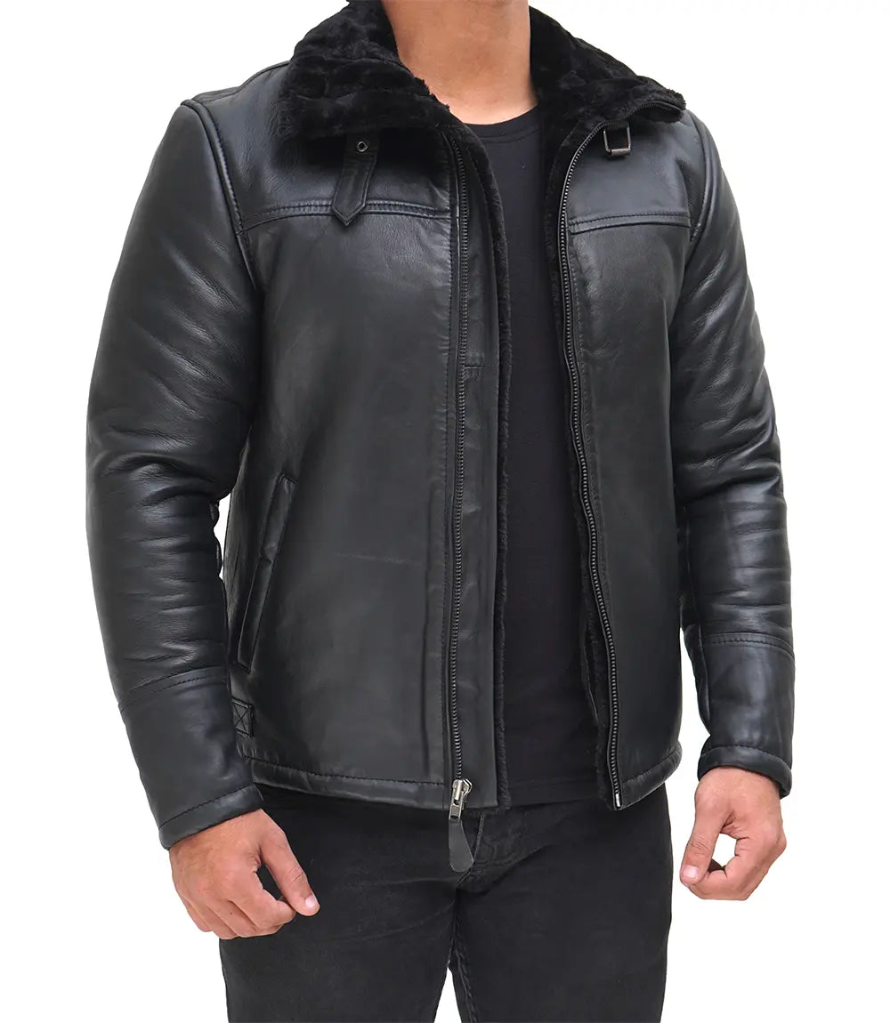 real leather shearling jacket mens